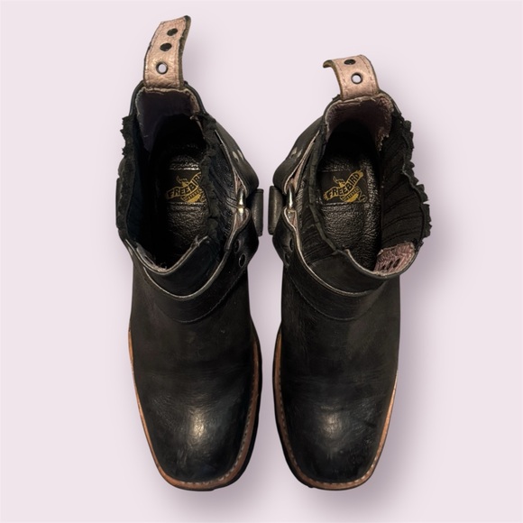 Freebird | Whiskey Black Leather Harness Ankle Boots Moto Size 6 - Picture 4 of 12